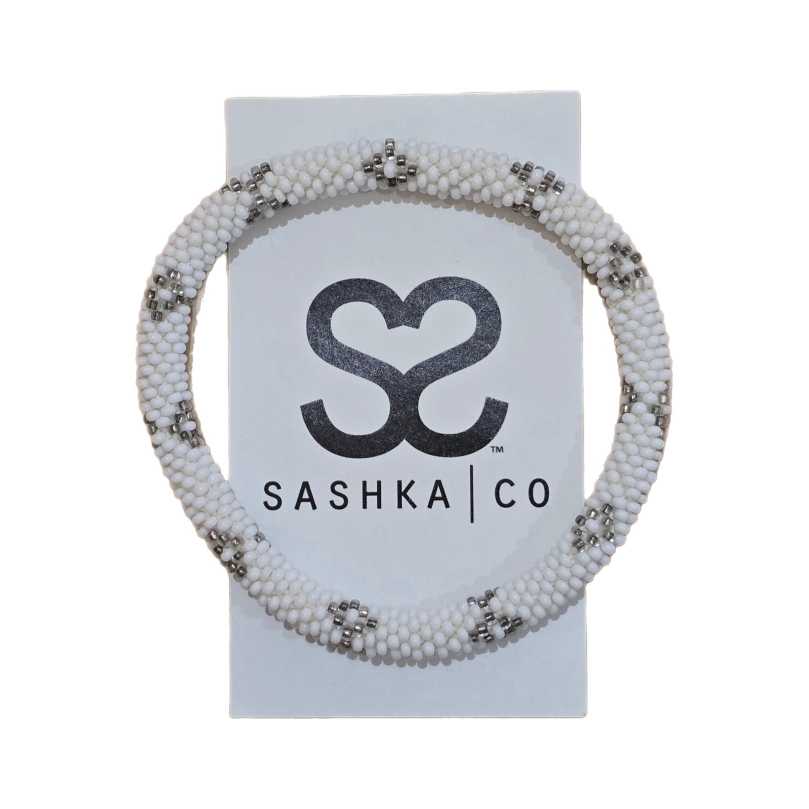 Sashka Co Glass Bead Bracelet White And Gray Nwt